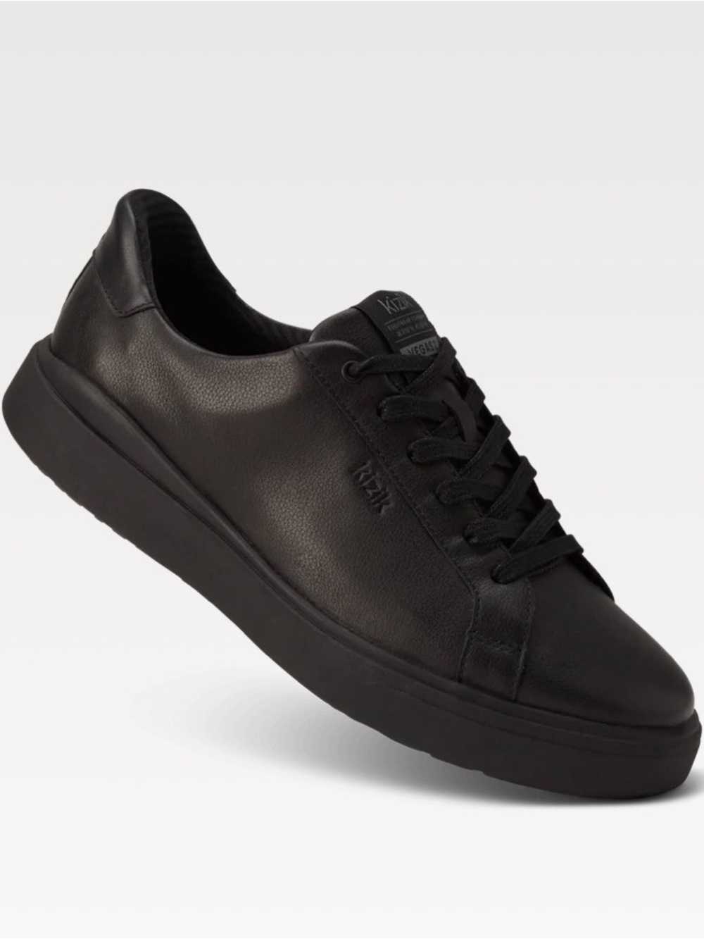 Kizik Vegas Black Leather Hands Free Slip On Sneakers Men 11 Sleek Minimalist